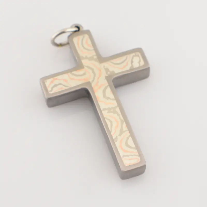 Mokume Cross Pendant 1