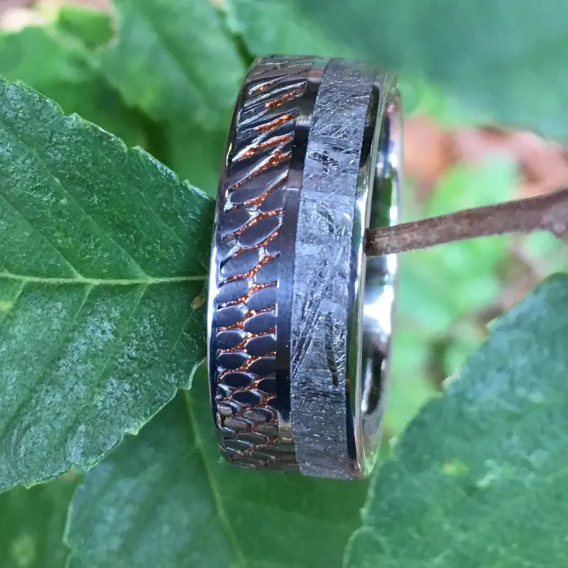 Titanium Flat With Superconductor And Meteorite Inlays In 8Mm Width 1
