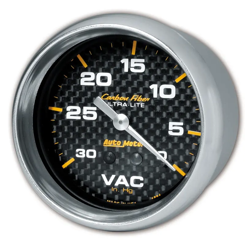 Autometer 4884 Mechanical Vacuum Gauge – 2-5/8", 0–30 Inhg Range, Carbon Fiber Face 1
