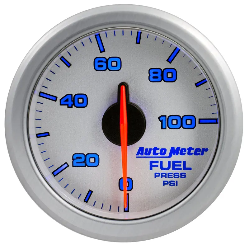 Autometer Airdrive Fuel Pressure Gauge – 2-1/16 Inch, 0–100 Psi Range, Silver Housing 1