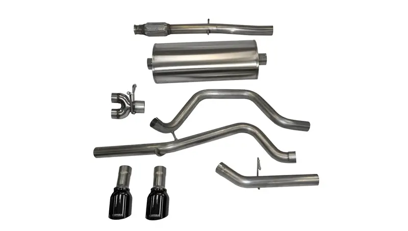 Corsa Performance 14870Blk Cat-Back Exhaust System – 3" Dual Exit, 4" Black Tips, Stainless Steel, Fits 2014–2021 Silverado/Sierra Crew Cab (5.3L V8) 1