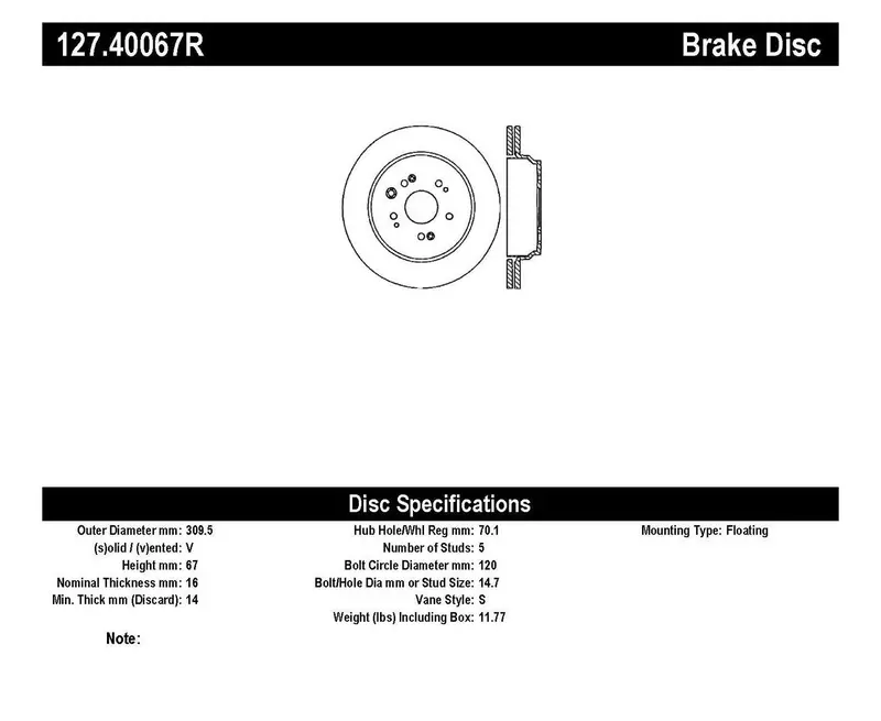 Stoptech 127.40067R Sport Series Drilled And Slotted Brake Rotor – Rear Right Position 1