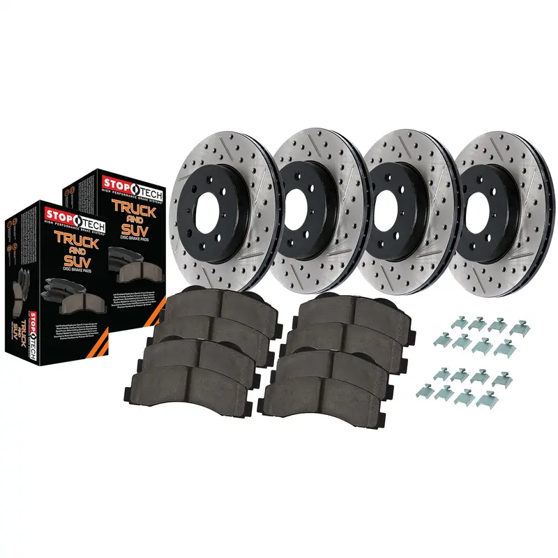 Stoptech 968.63064 Slotted And Drilled Brake Rotor Kit – Full Axle Set For Trucks 1